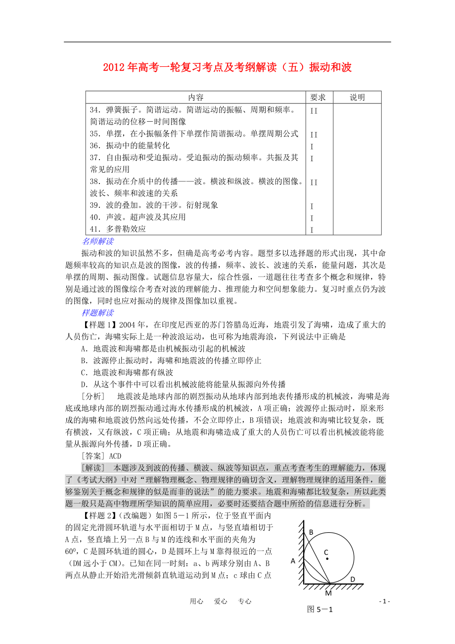 高考物理一轮复习考点及考纲解读振动和波5_第1页