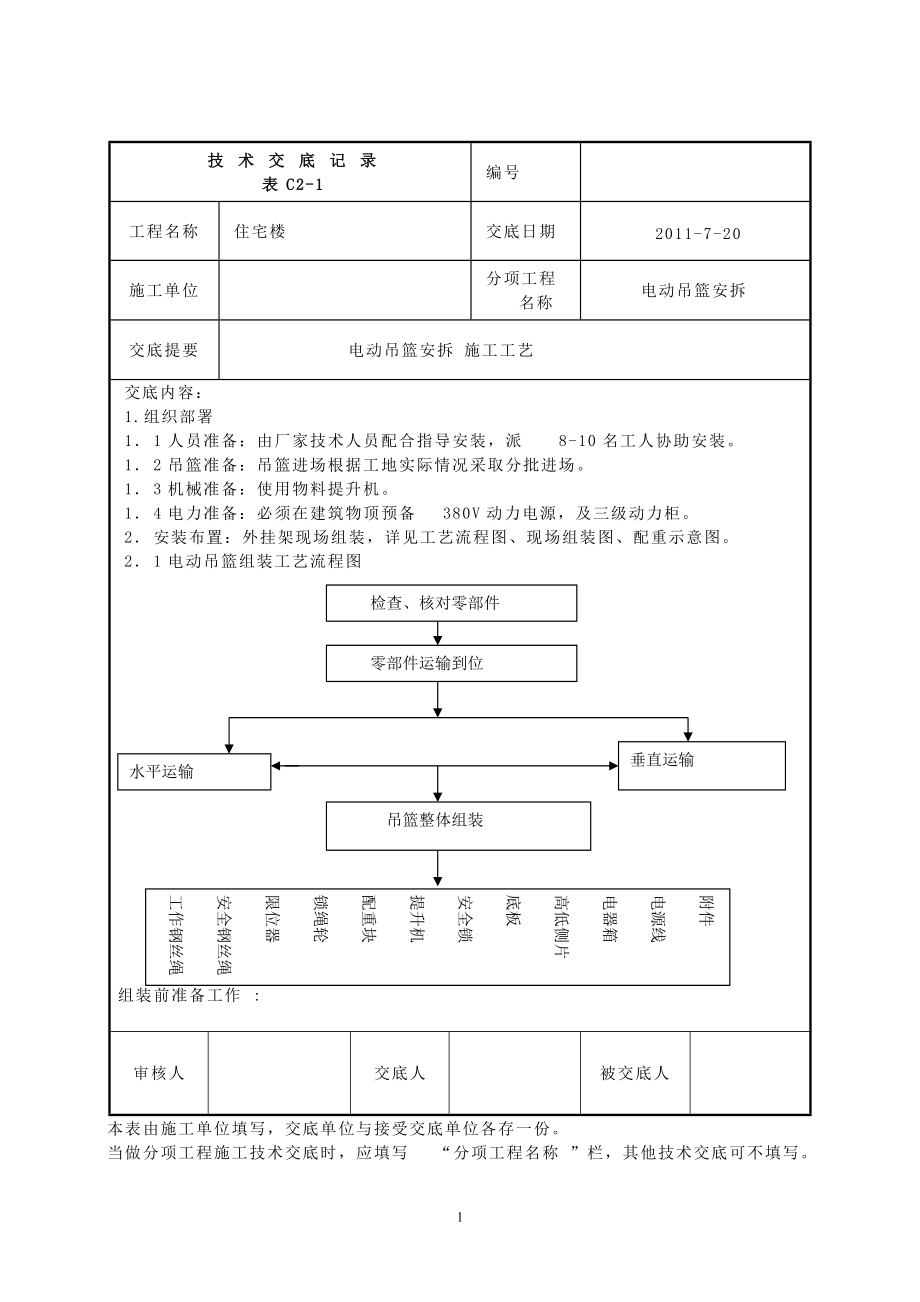 电动吊篮技术交底_第1页