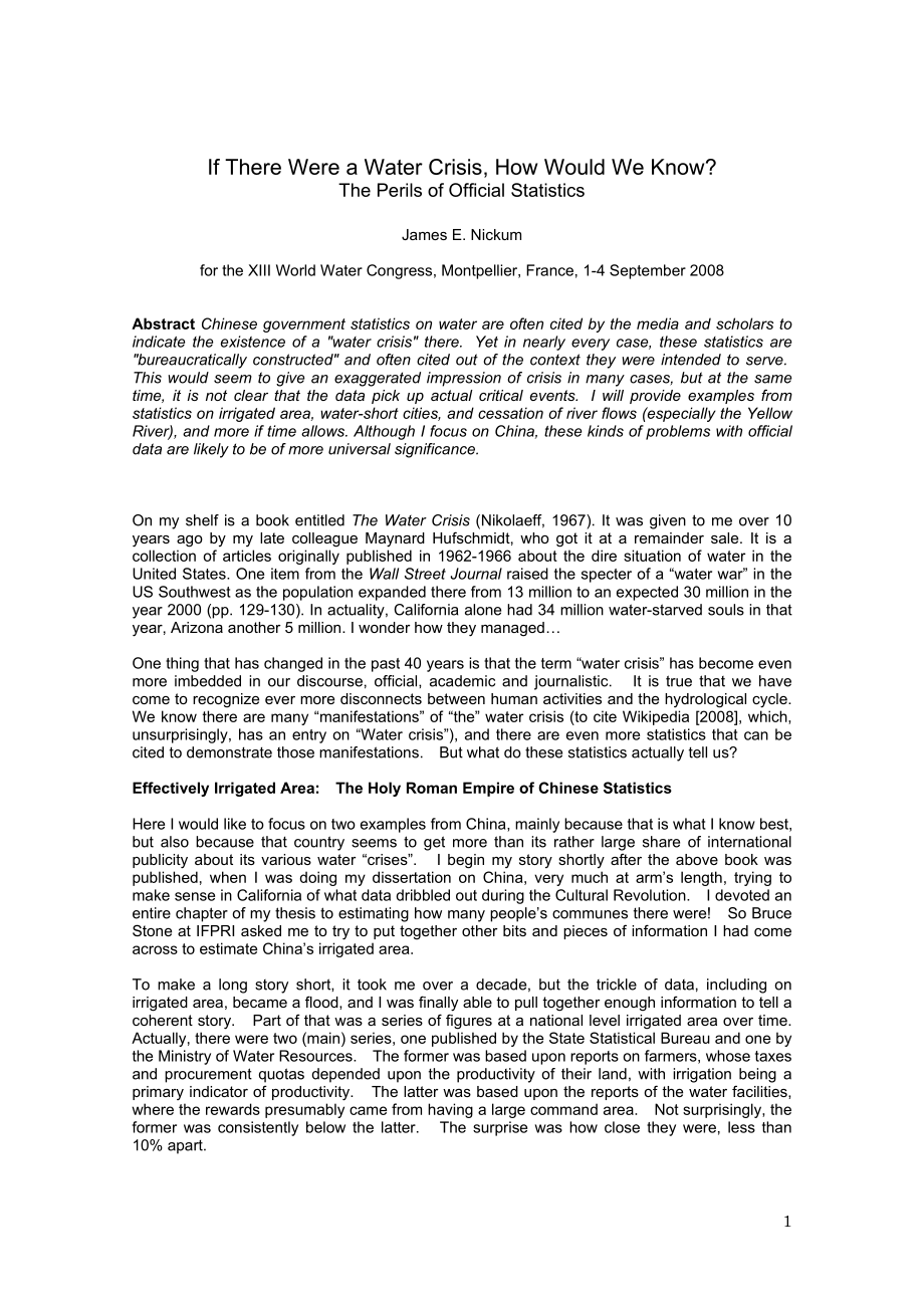If There Were a Water Crisis, How Would We Know_第1页