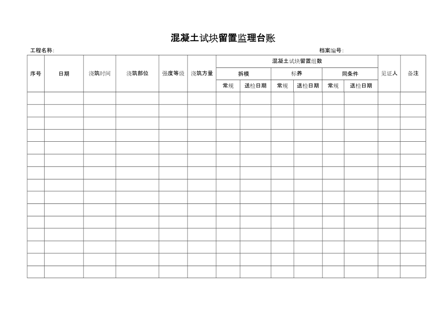 混凝土试块留置监理台账_第1页