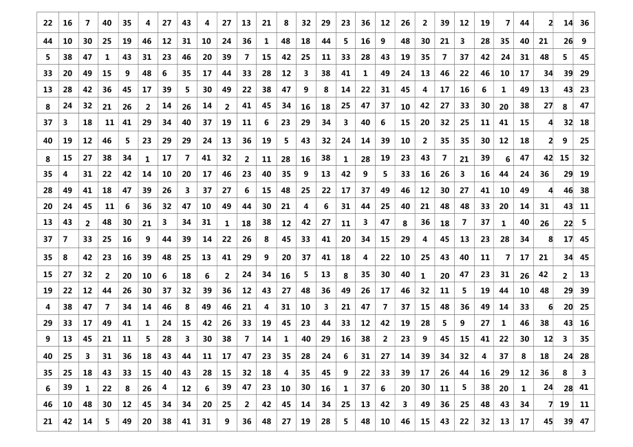 注意力训练舒尔特量表格模板49格_第1页
