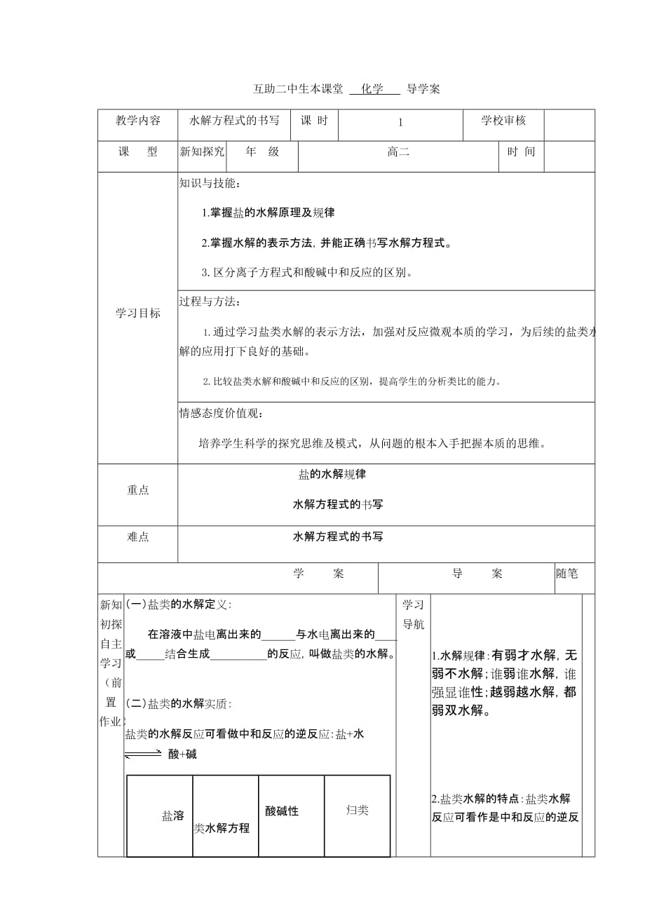 盐类水解方程式的书写_第1页