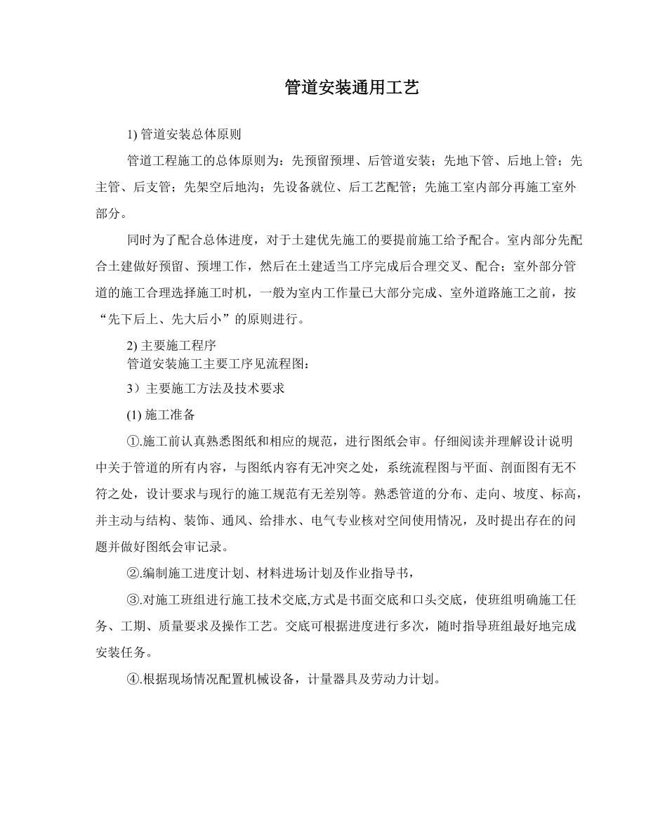 管道安装施工工艺(附安装示意图)_第1页