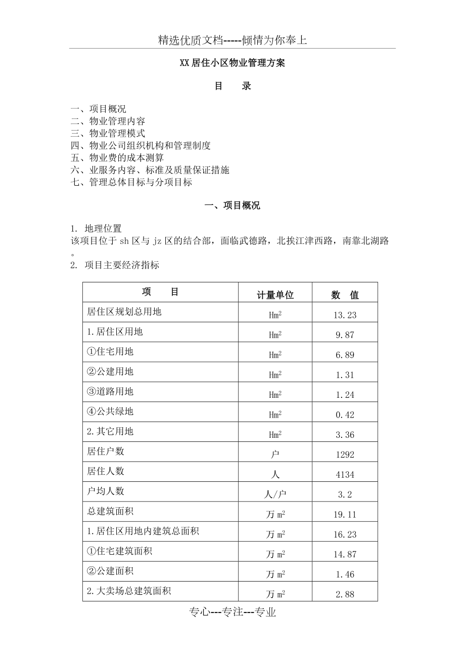 XX小区物业管理方案(共21页)_第1页