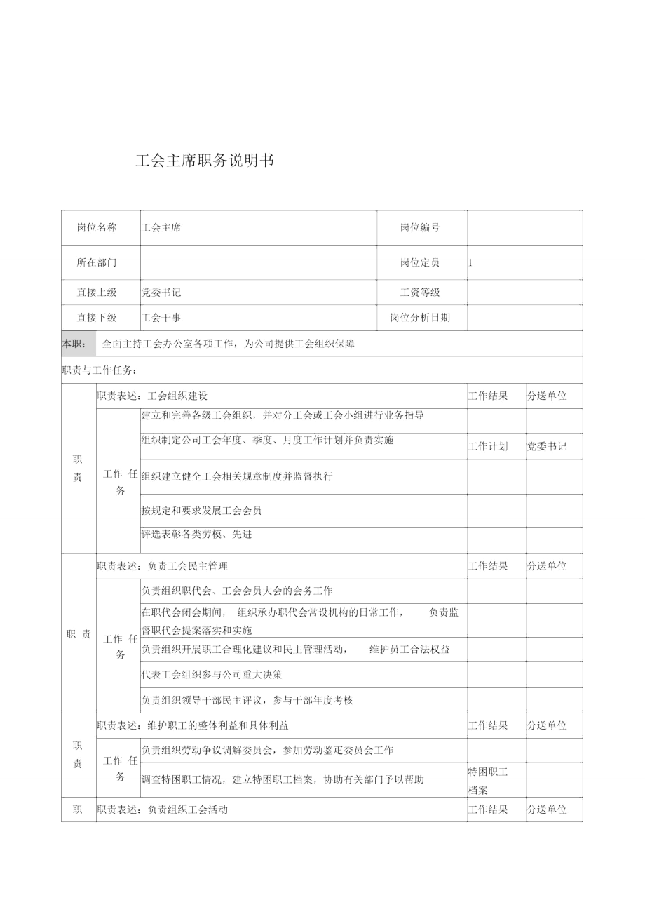 工会主席的职务说明书_第1页