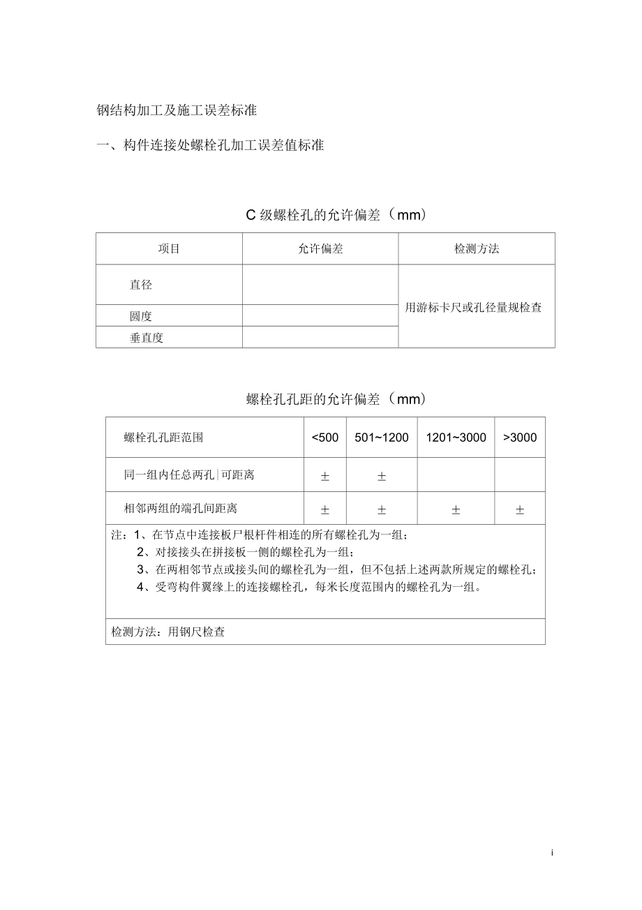 钢结构加工施工误差标准_第1页