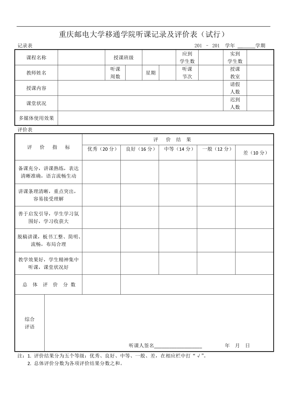 听课记录及评价表_第1页
