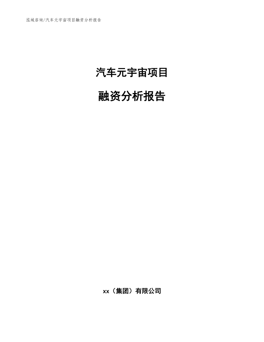 汽车元宇宙项目融资分析报告【范文参考】_第1页