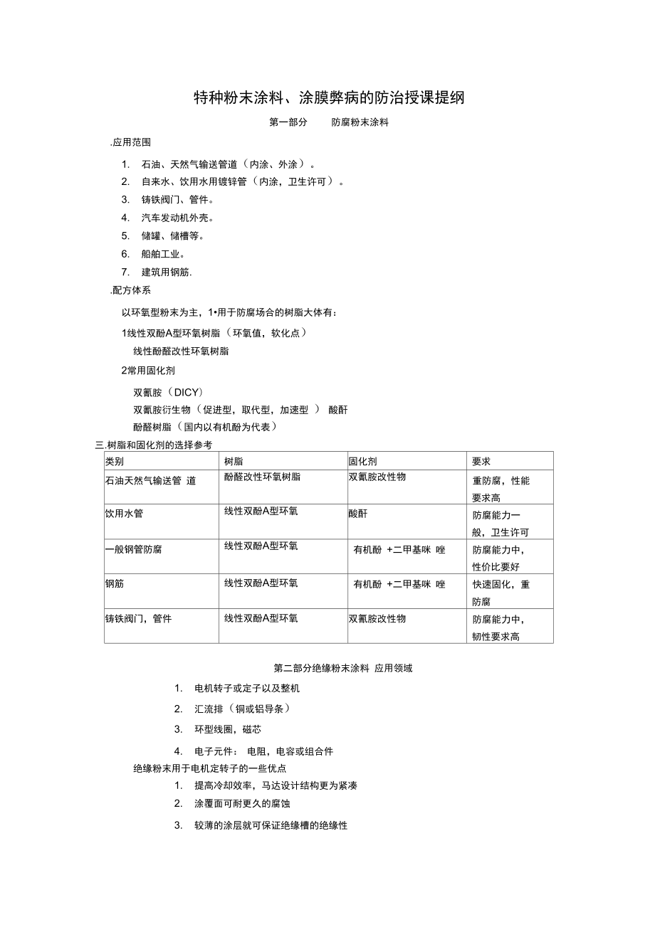 特种粉末涂料、粉末涂料弊病的防治_第1页